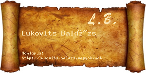 Lukovits Balázs névjegykártya